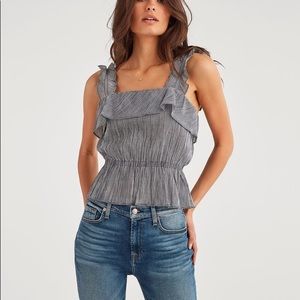 7 For All Mankind Black and White Striped Tank Top